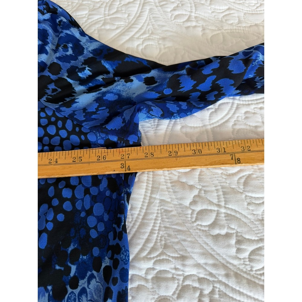 JMS Easy Dressing 3X Blue Leopard Print 3/4 Sleeve Tunic Top J266 Dark Royal - Picture 7 of 10